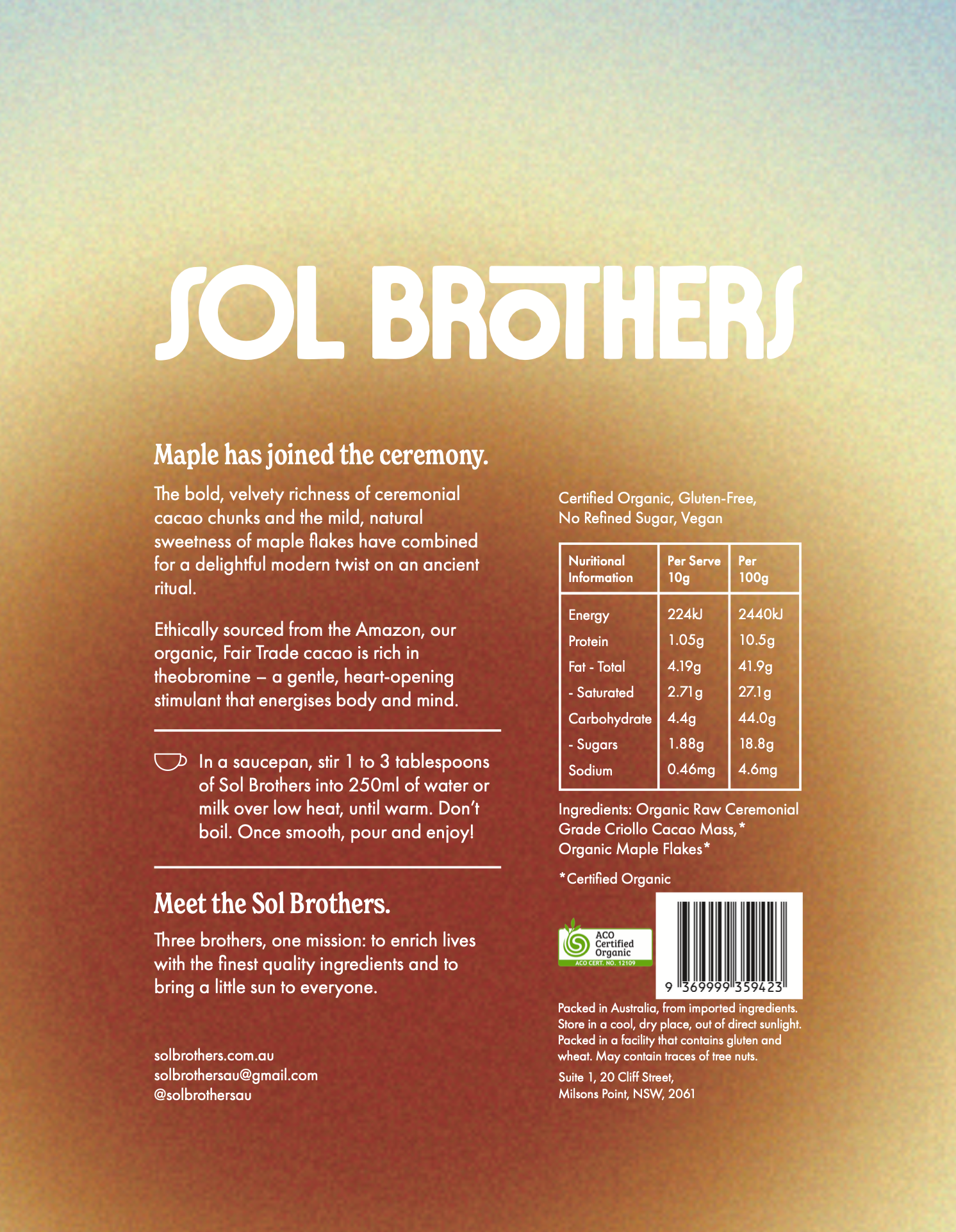Sol Brothers Ceremonial Cacao & Maple