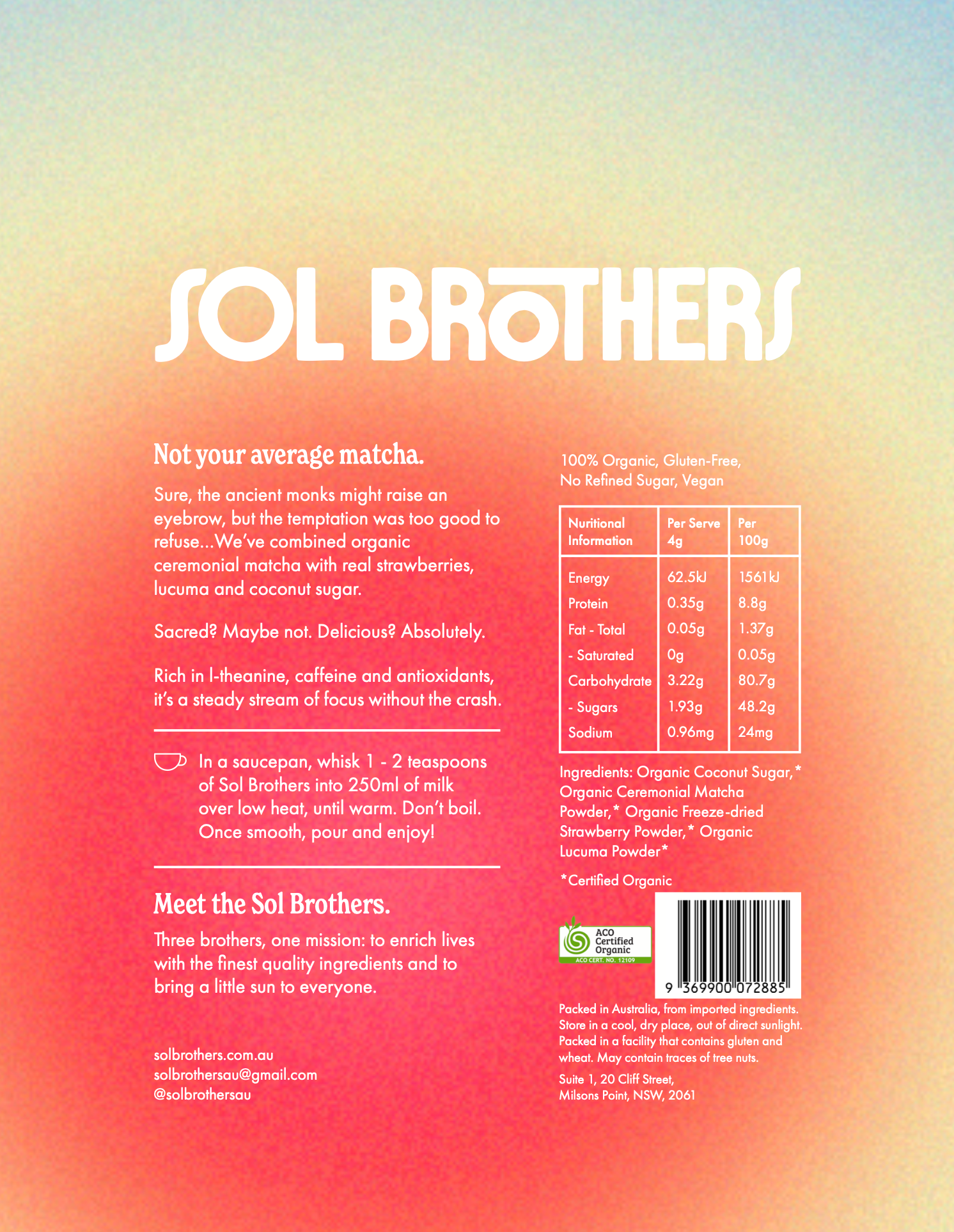 Sol Brothers Strawberry Matcha Blend