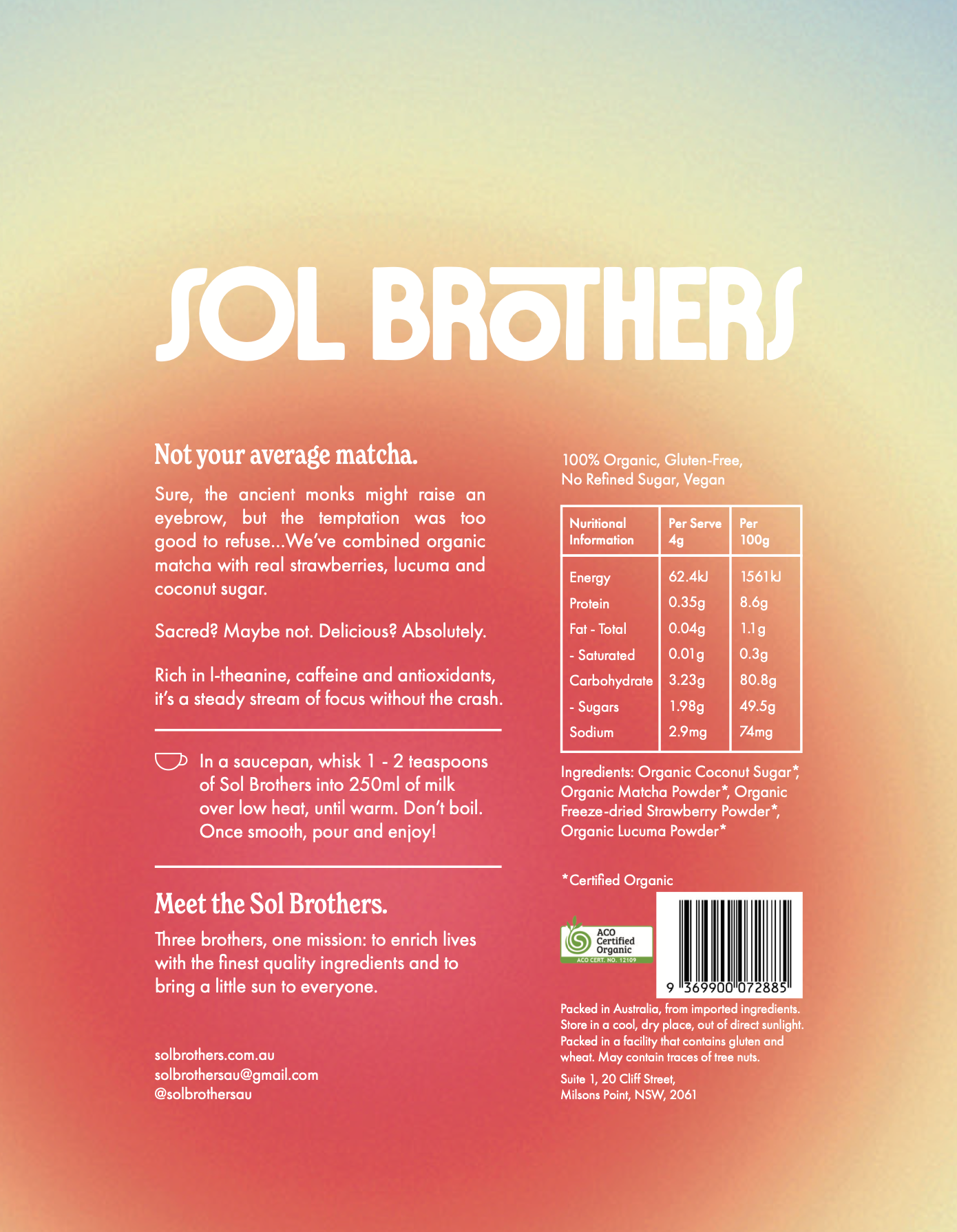 Sol Brothers Strawberry Matcha Blend